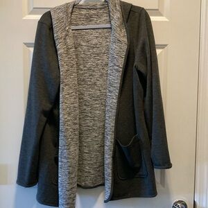 Jockey reversible cardigan jacket. Grey side has patch pockets.